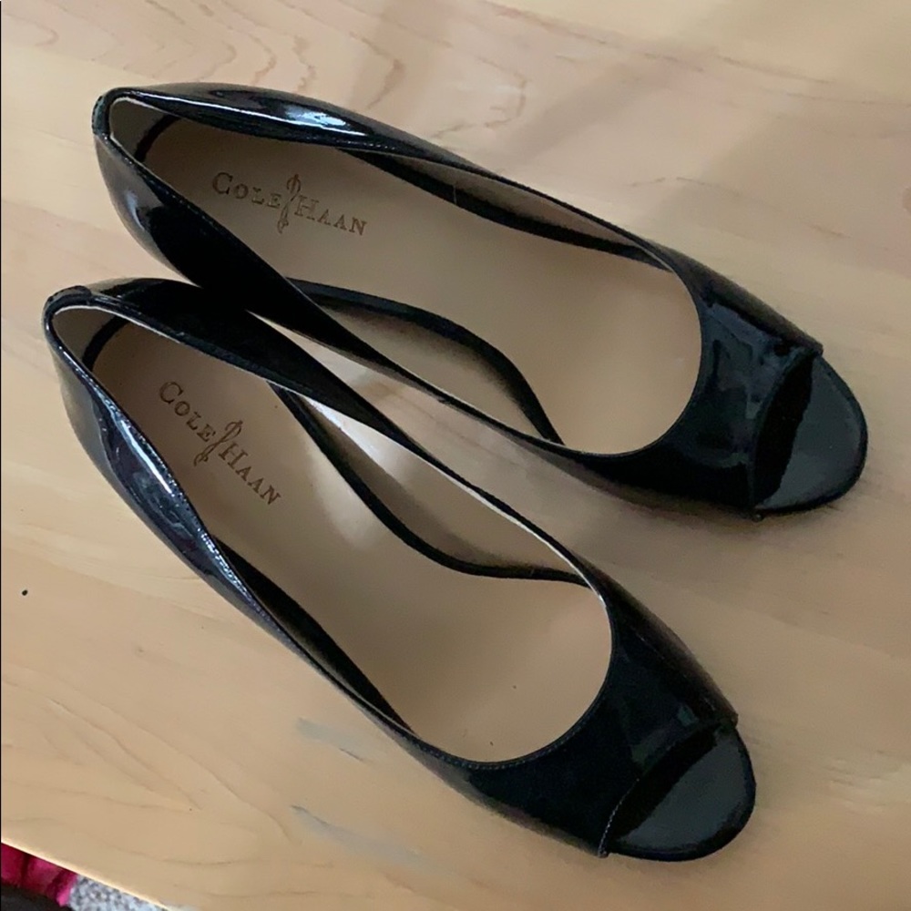 Black toeless Cole Haan heels